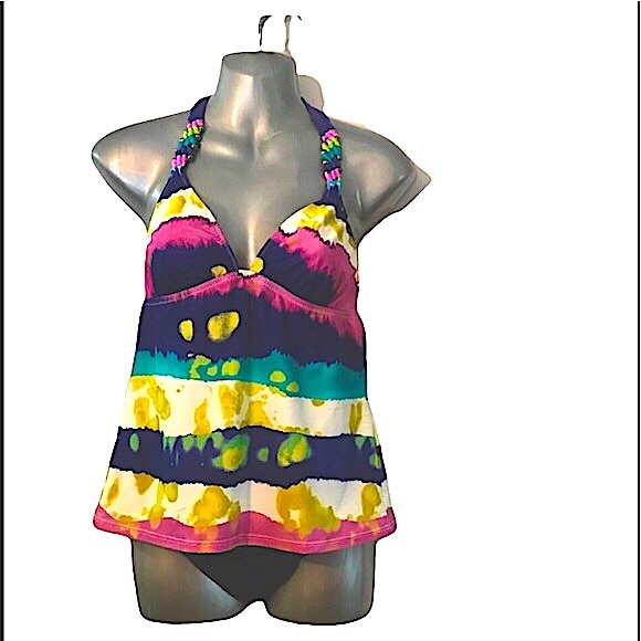Tankini Top only ABS by Allen Schwartz Swimwear Multicoloured Size 6 - Picture 1 of 12